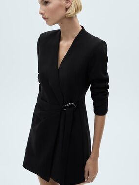 Mango buckle wrap mini dress